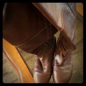 Brown leather boots